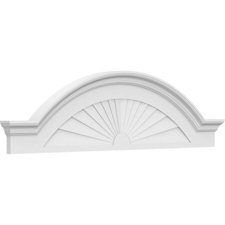 Segment Arch W/ Flankers Sunburst Architectural Grade PVC Pediment, 56W X 15H X 2-1/2P